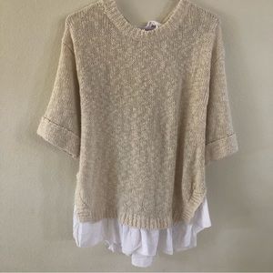 Anthropologie $149 Easel Elbow Boho Open Back Drapey Sweater Top Sz S